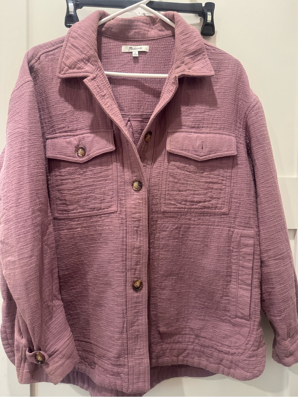Madewell Mauve Textured Button-Front Jacket Size M